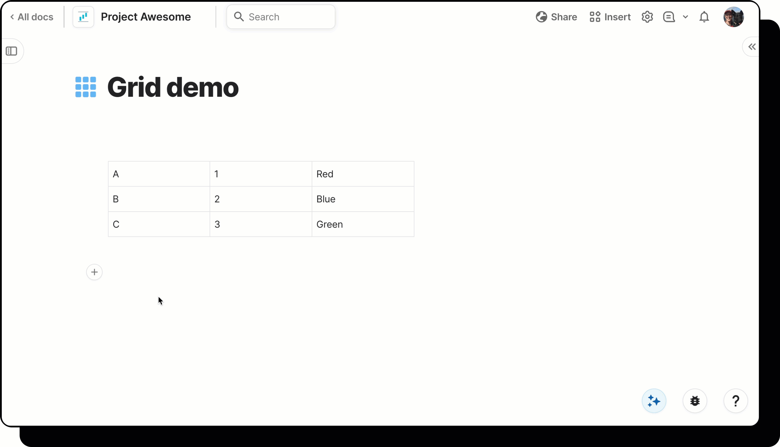 A gif demonstrating how to convert a table into a grid.