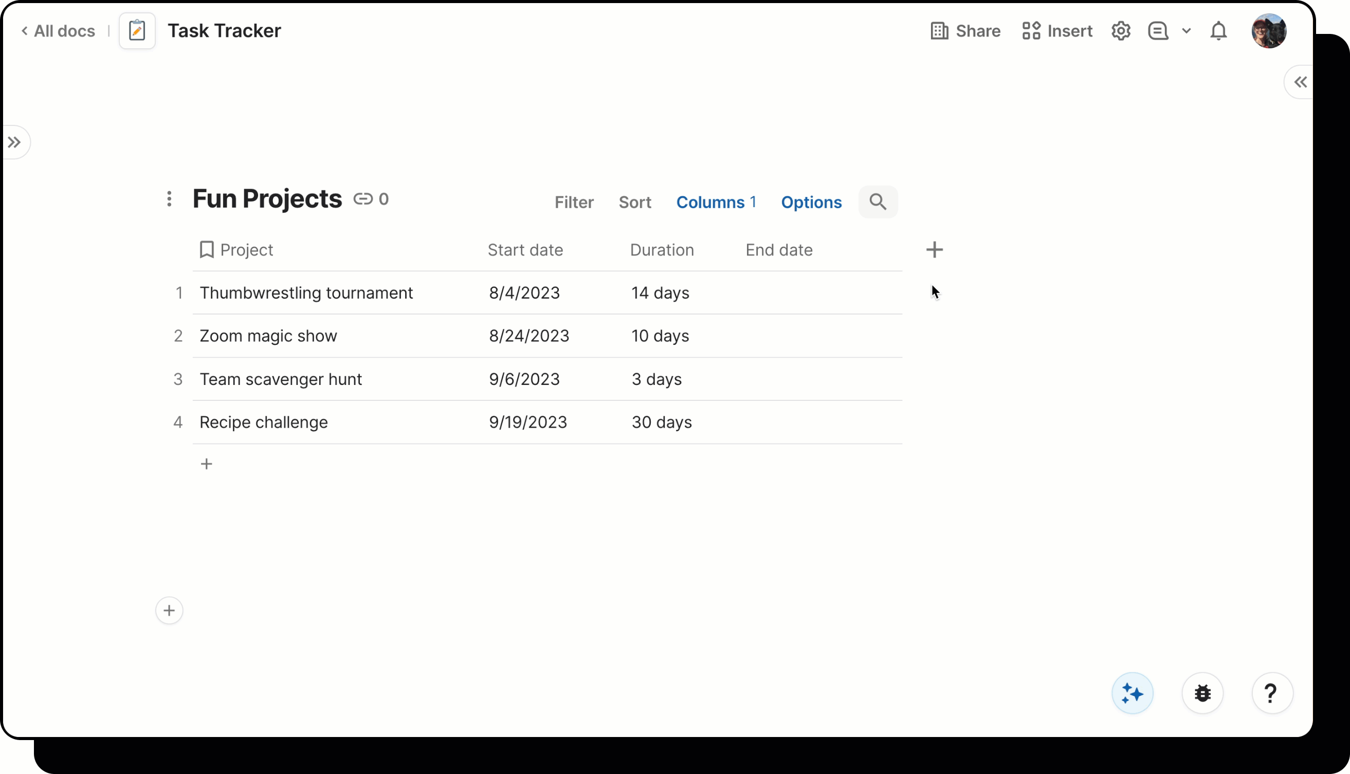 Gif showing user add calculation to column.