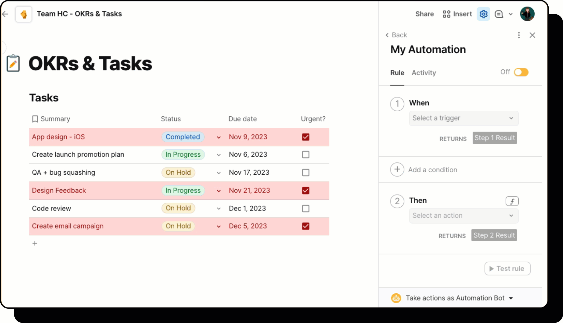 A gif showing how to add steps to an automation.