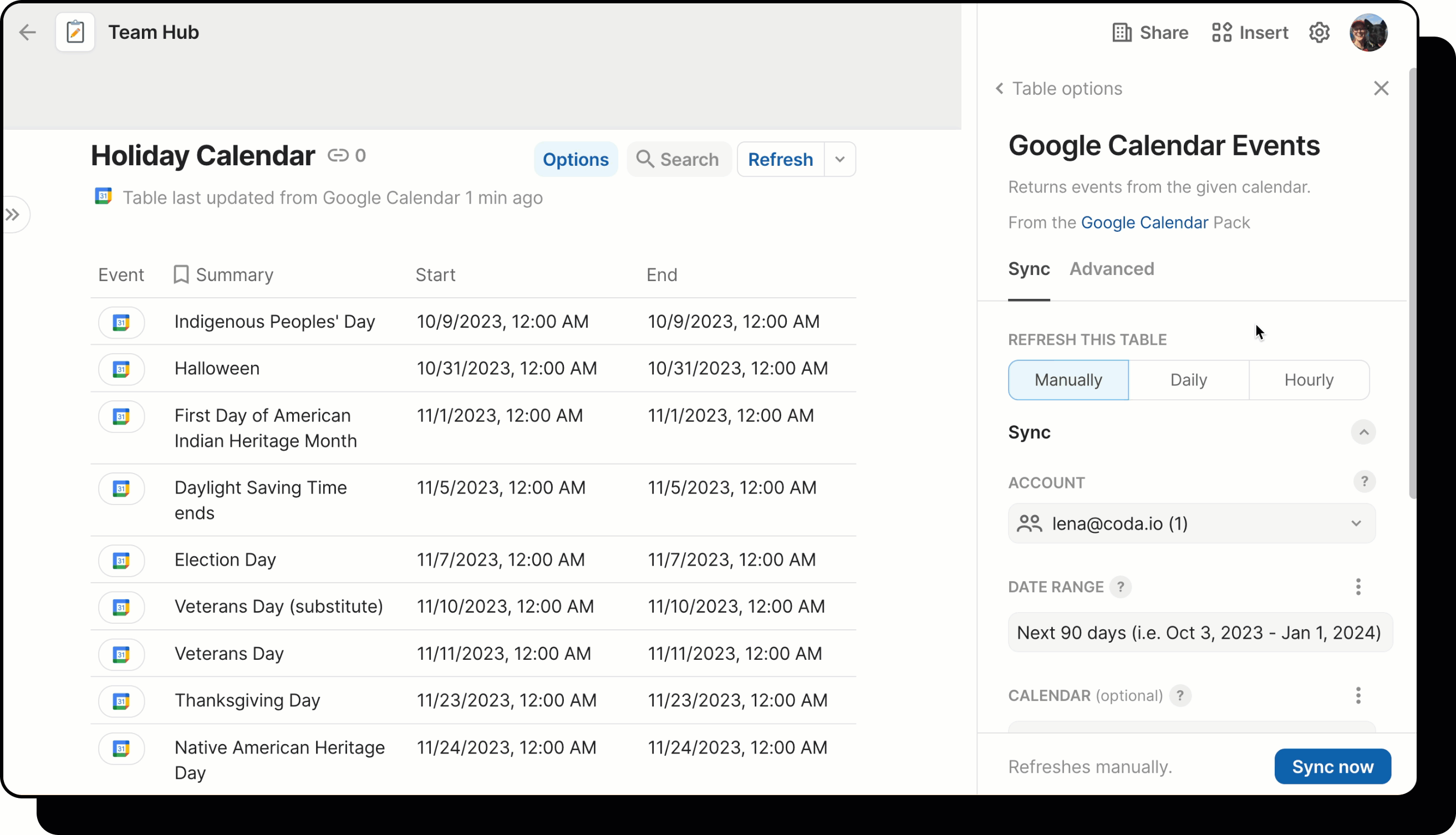 Gif showing a user selecting additional columns to sync.