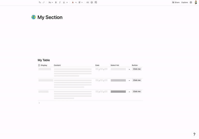 A gif demonstrating a user clicking on a button called Explore, clicking Templates from the following menu, and drag-and-dropping a template into the canvas.,