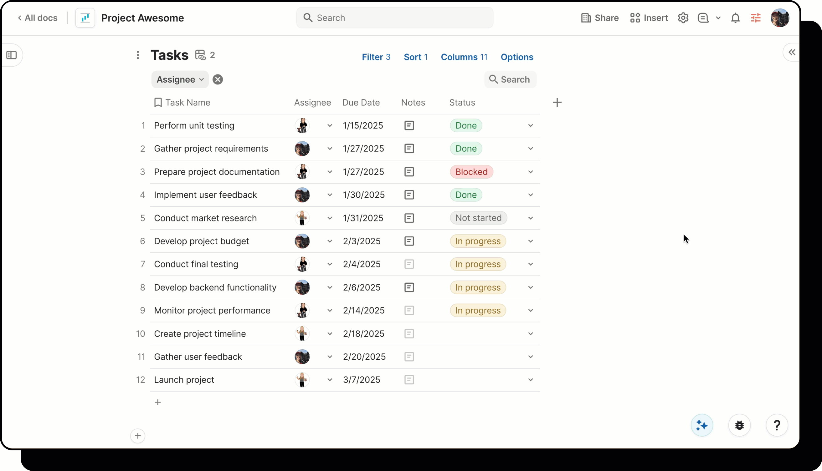 Gif showing user editing select list column.