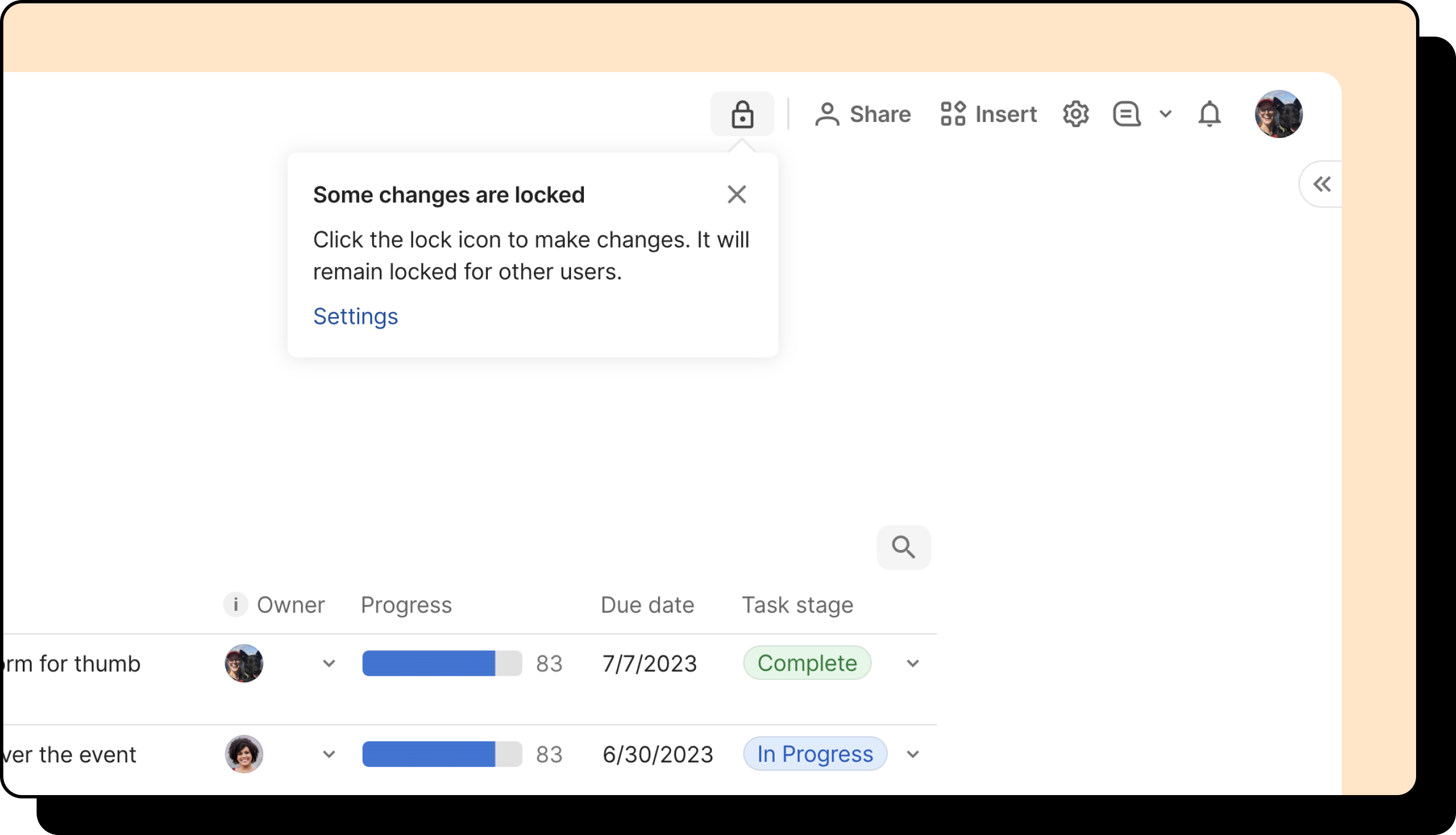 An image of a lock icon with a popup indicating the doc is locked.