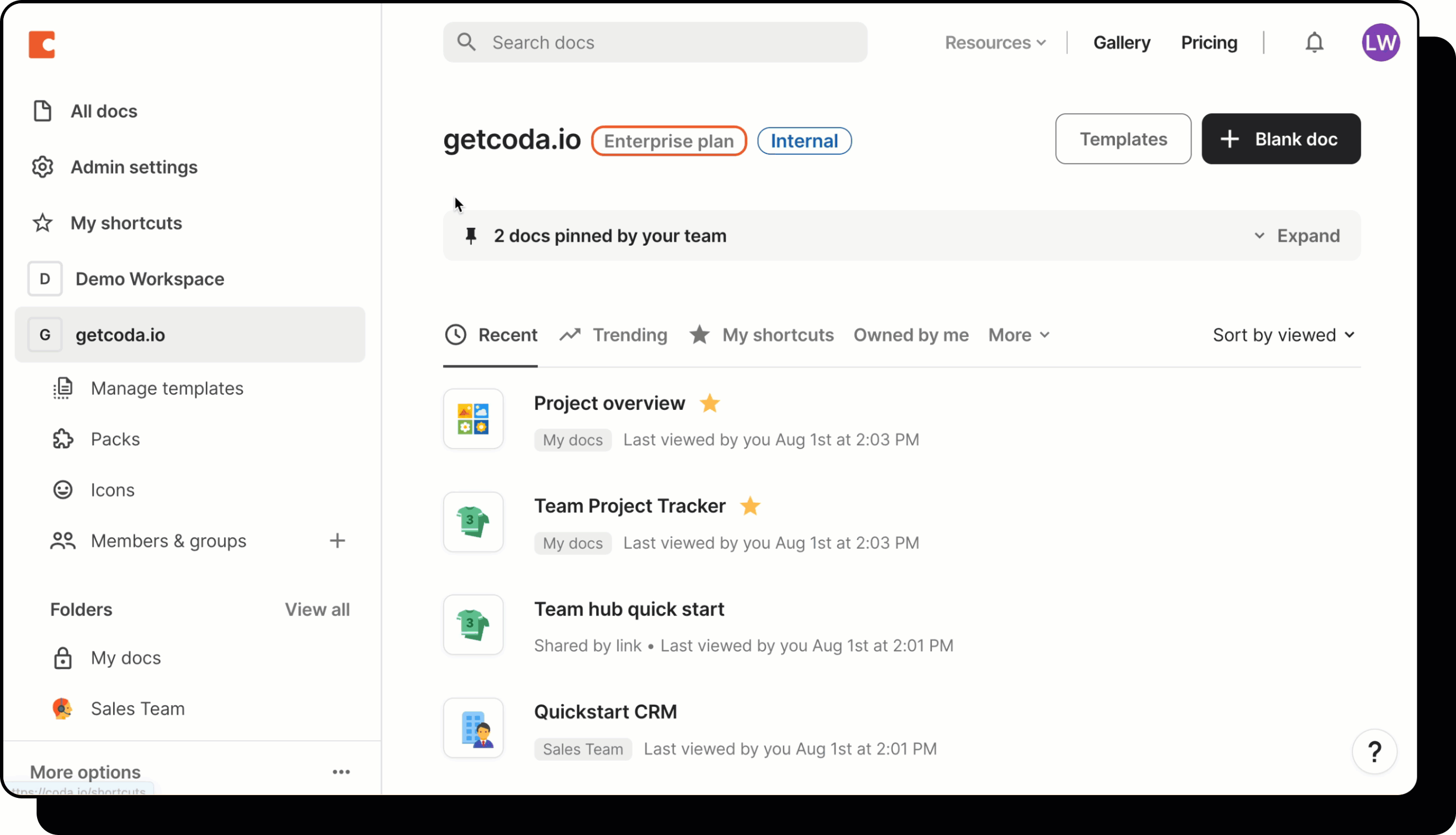 A GIF showing how to navigate to the Billing section, within the Workspace plan section of your Admin settings.