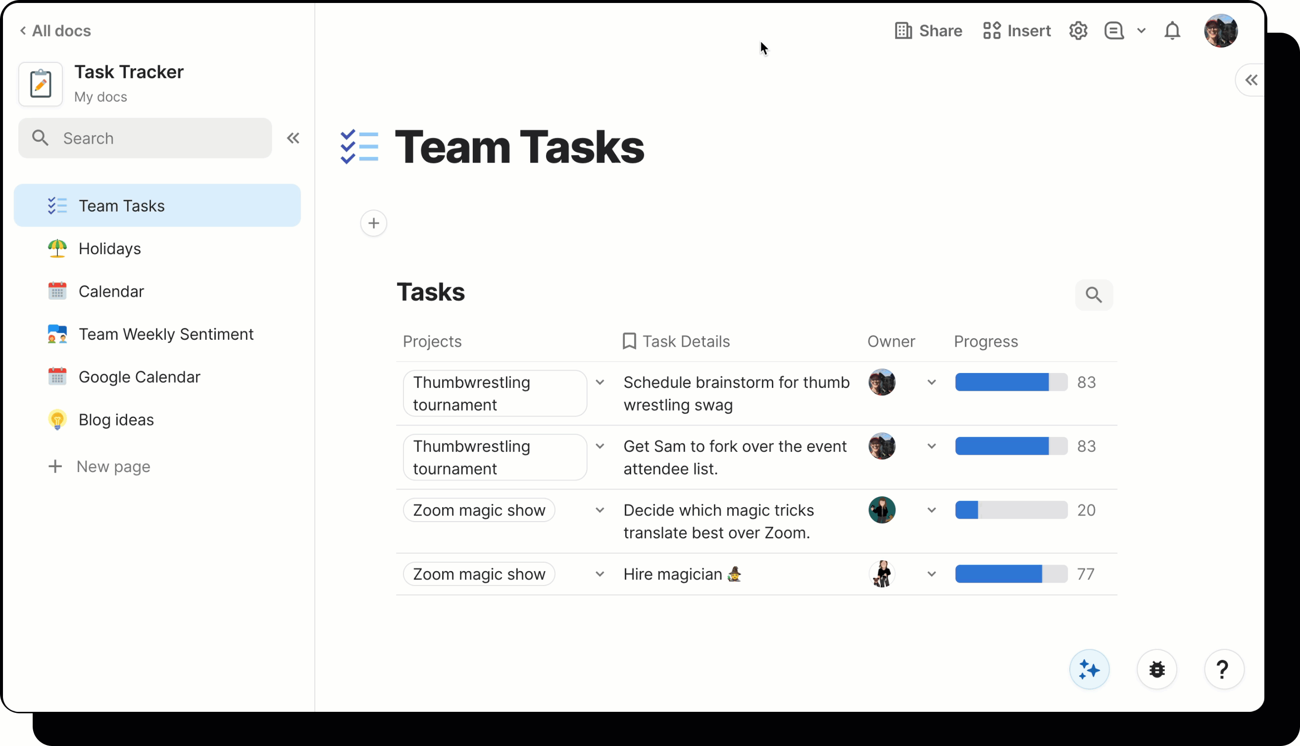 A gif demonstrating a user finding a doc's page count from its Statistics section in its settings.