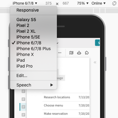 An image of a dropdown to select a device type.