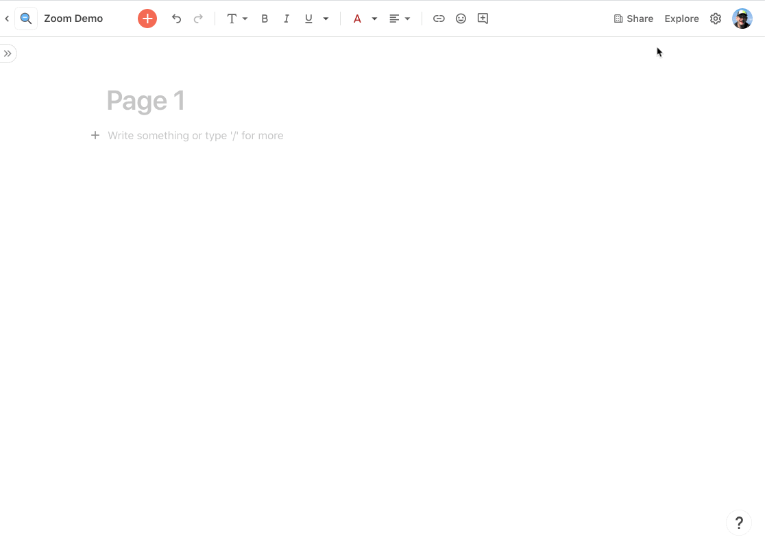 Gif showing a user adding the Zoom pack to a doc.