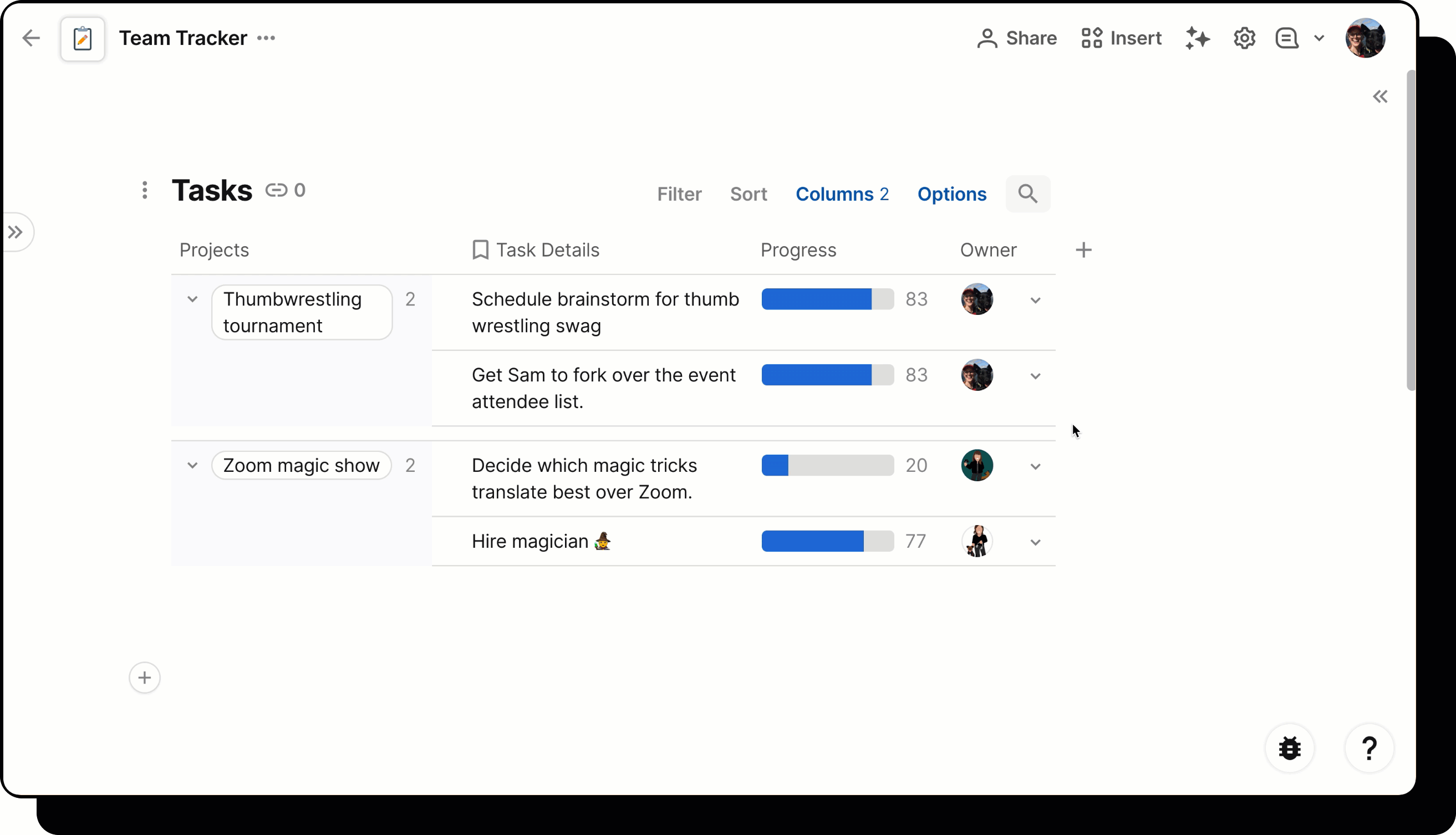 Gif showing user adding new column.