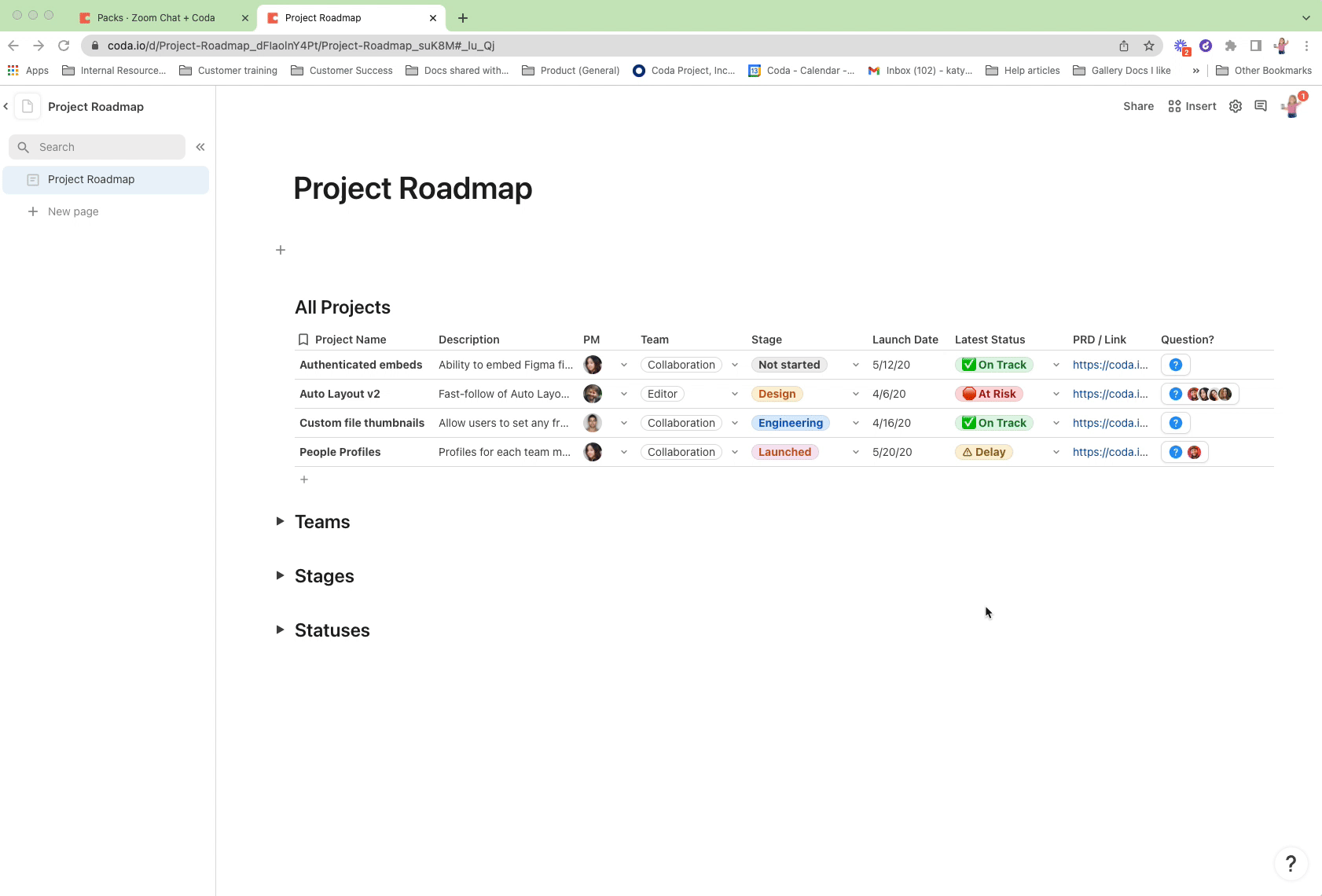Gif showing a user adding the Zoom pack to a doc.