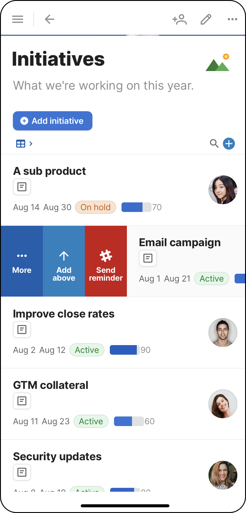 An image of a table with a button in mobile.
