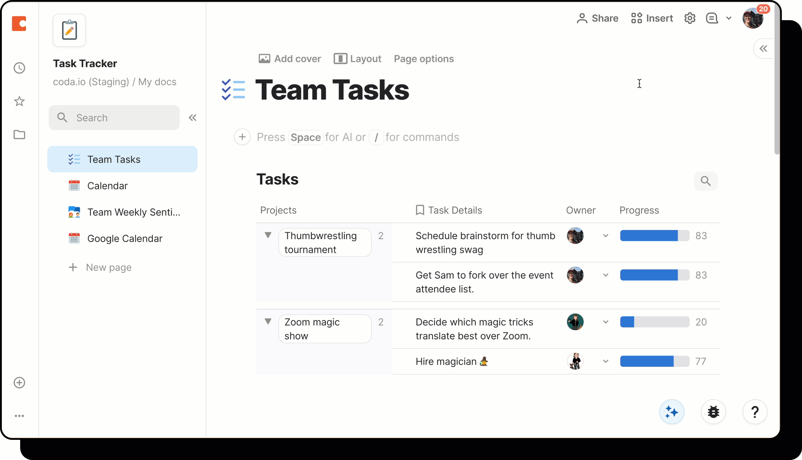 Gif showing a user share with a group.
