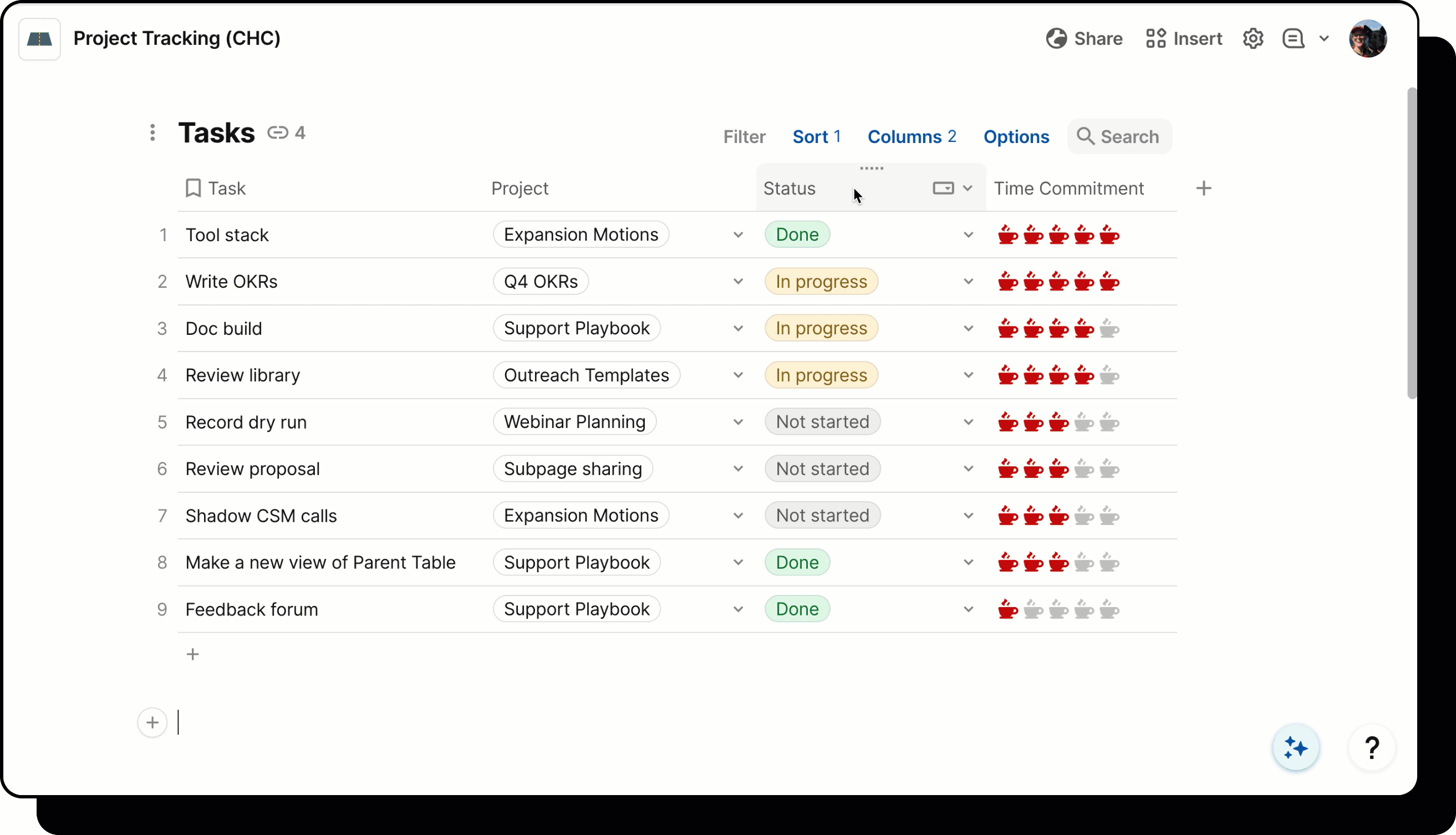Gif showing user set a default column value.