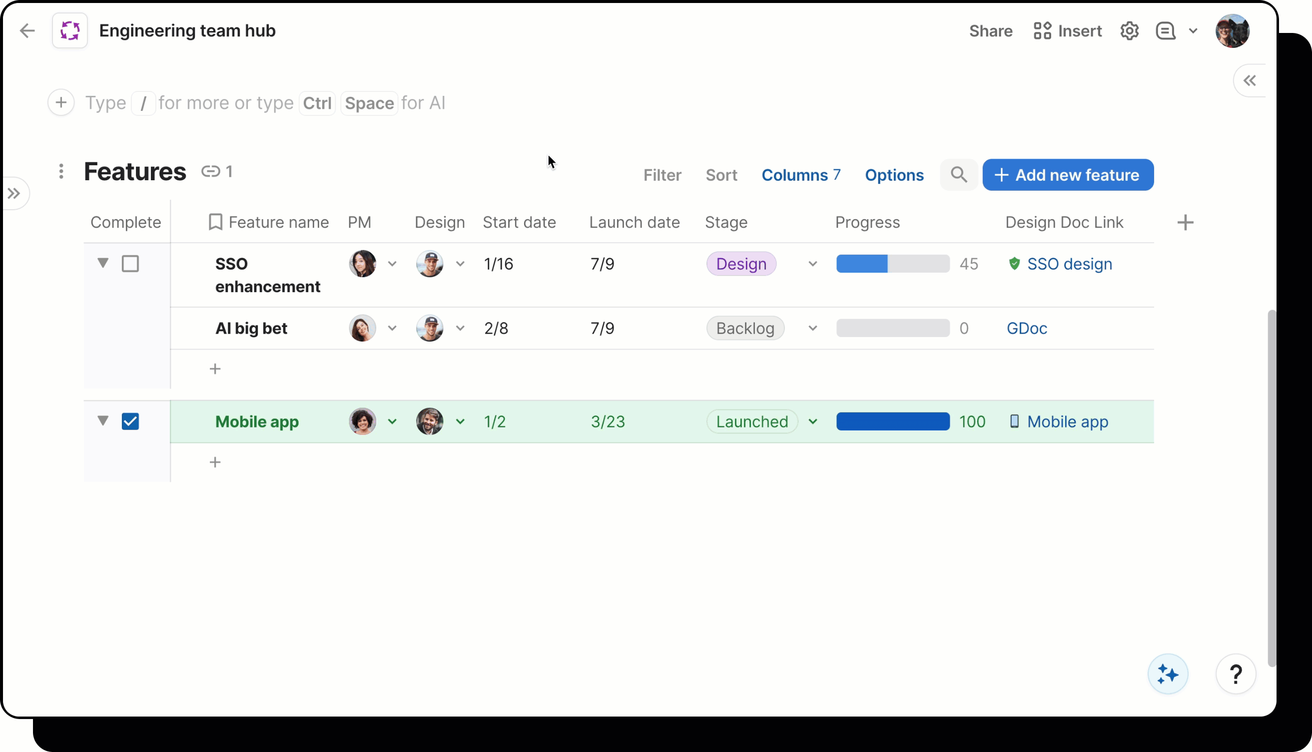 Gif showing user dragging column to wrap headers.