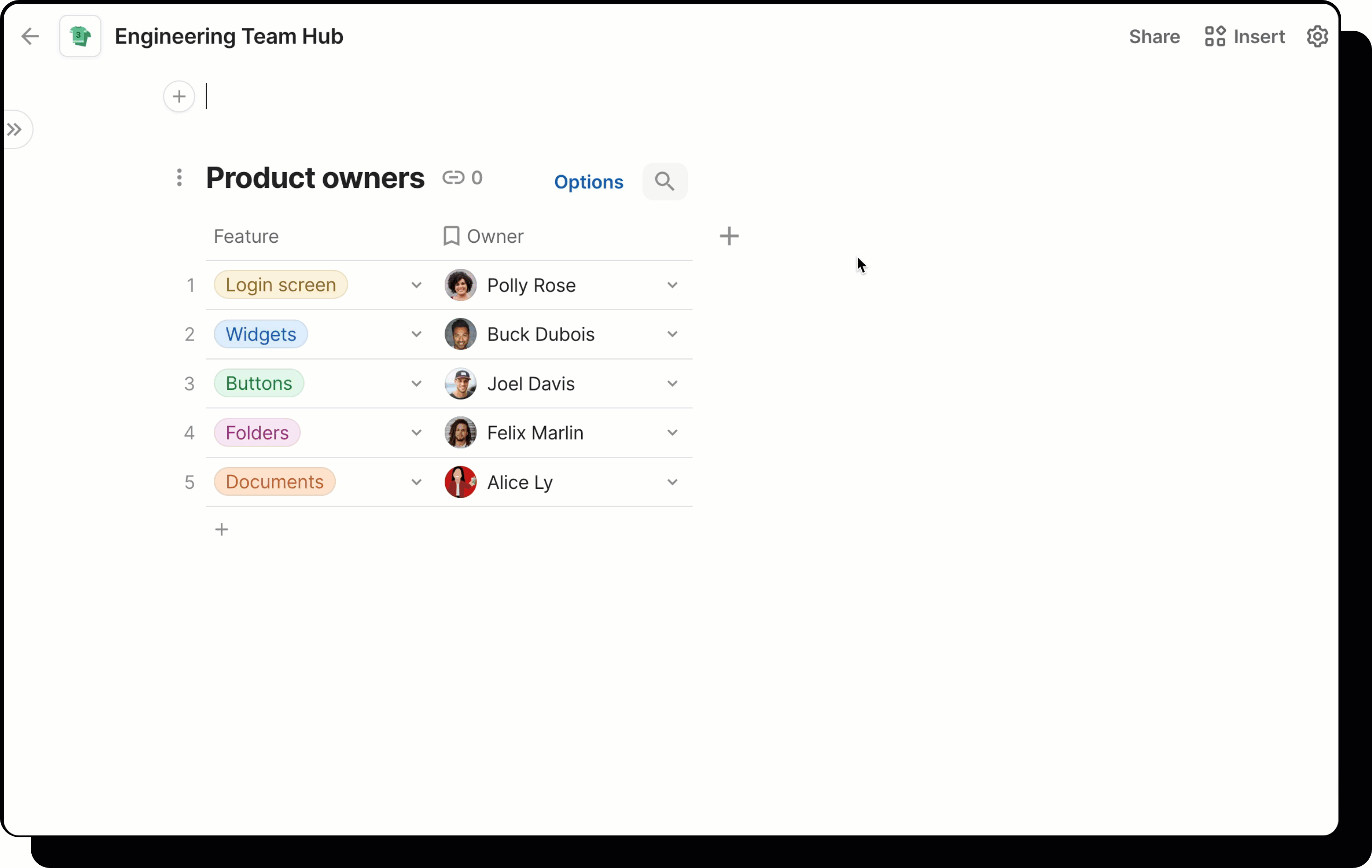 Gif showing how to open People column options.