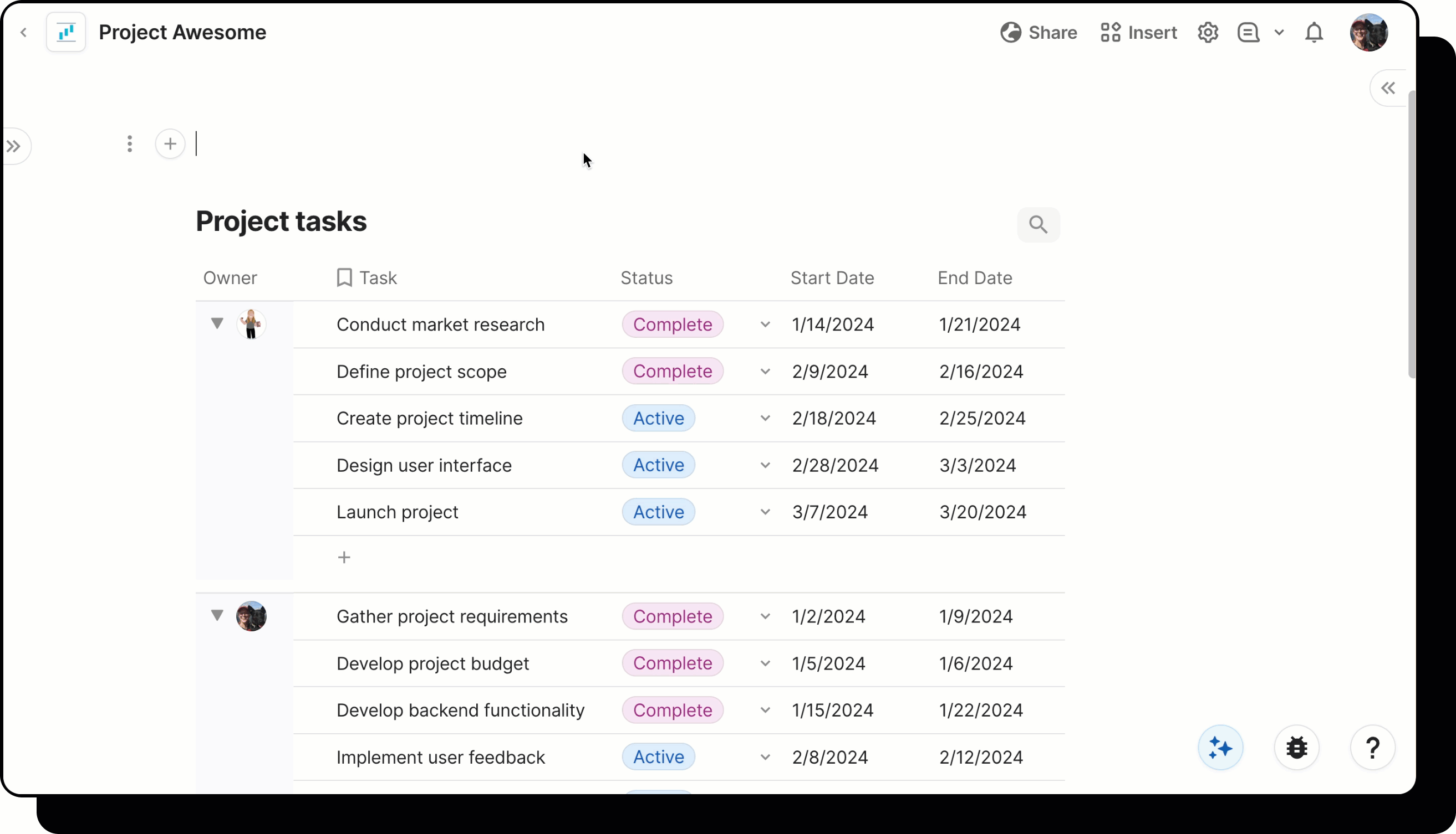 Gif showing user create control from column options.