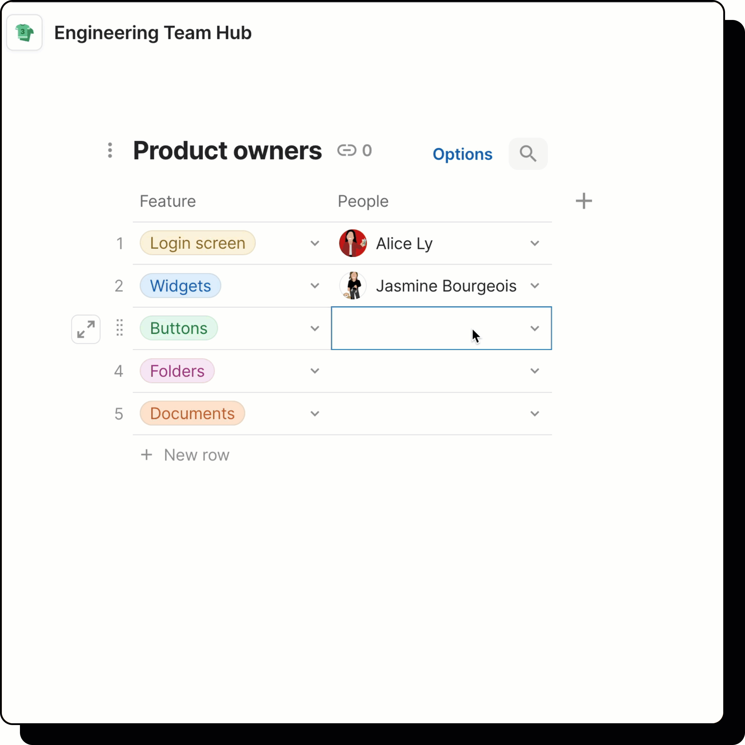 Gif showing how to remove person from People column list.