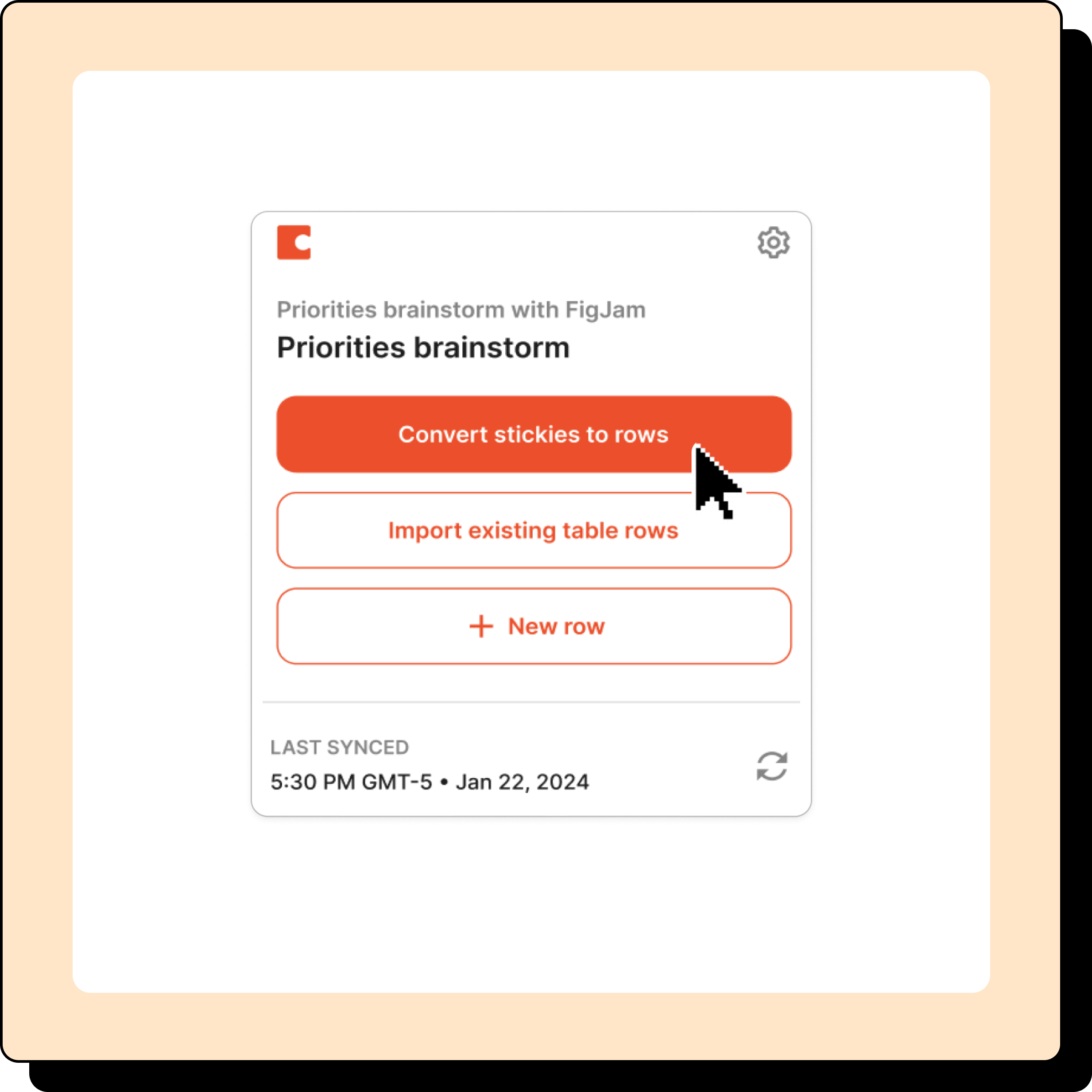Image of button that says Convert stickies to rows.