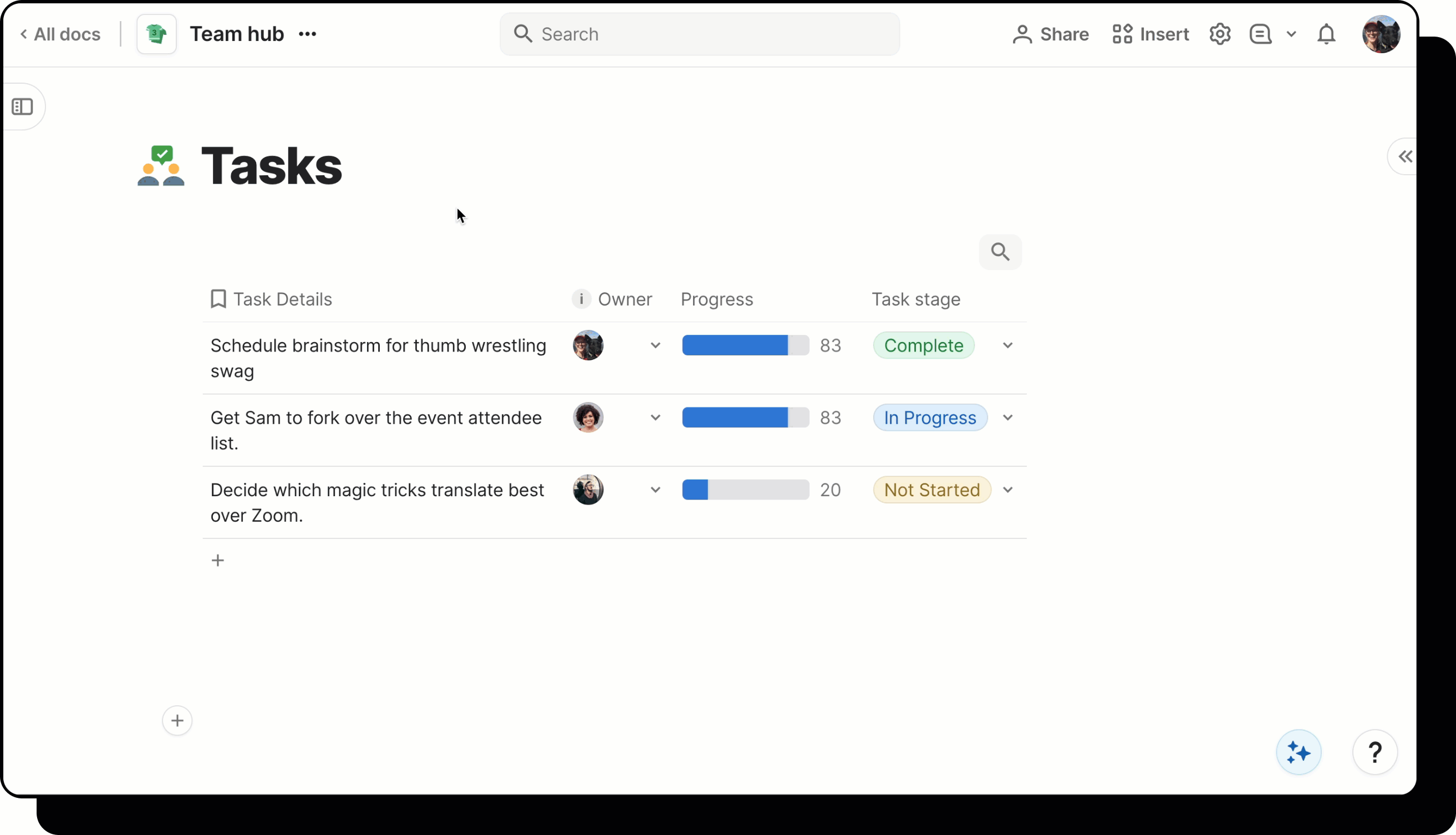 Gif showing user checking table columns to find display column.