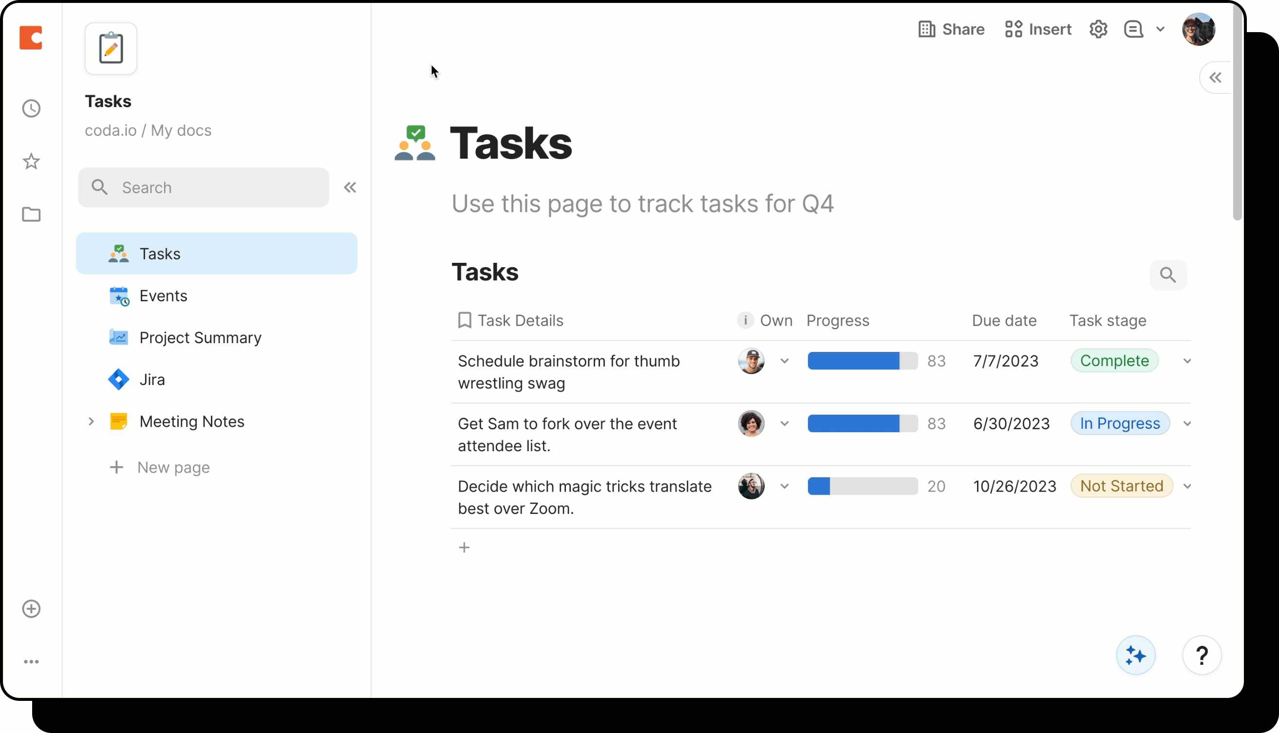 A gif showing a user double-clicking on the doc's title and then renaming the doc.